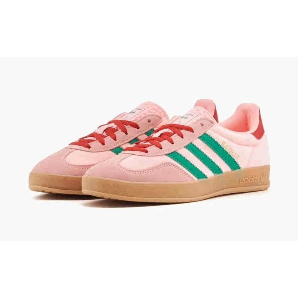 adidas Gazelle Indoor Womens Size 6.5 Glow Pink Court Green Shoes‎ JI2713 NEW - Picture 2 of 6